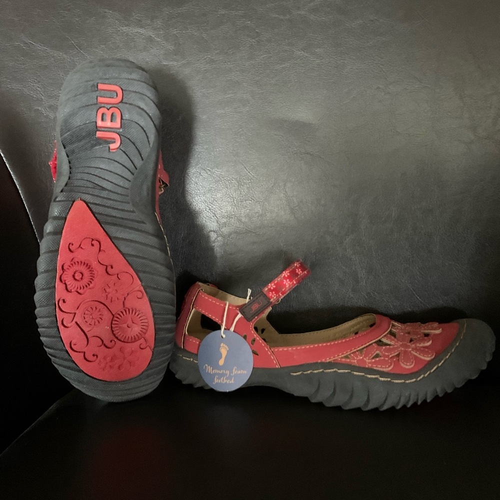 Jbu Mary Jane Sandals - size 6.5- red